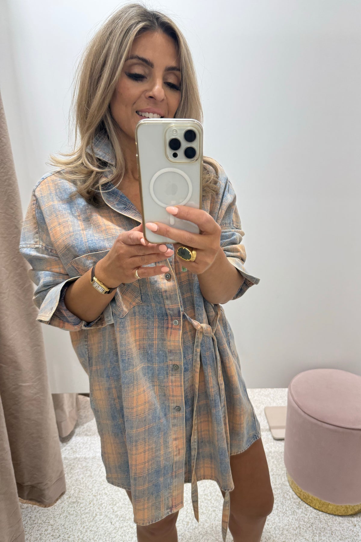 Summi Summi Pip Shirt Dress| Aperol Check