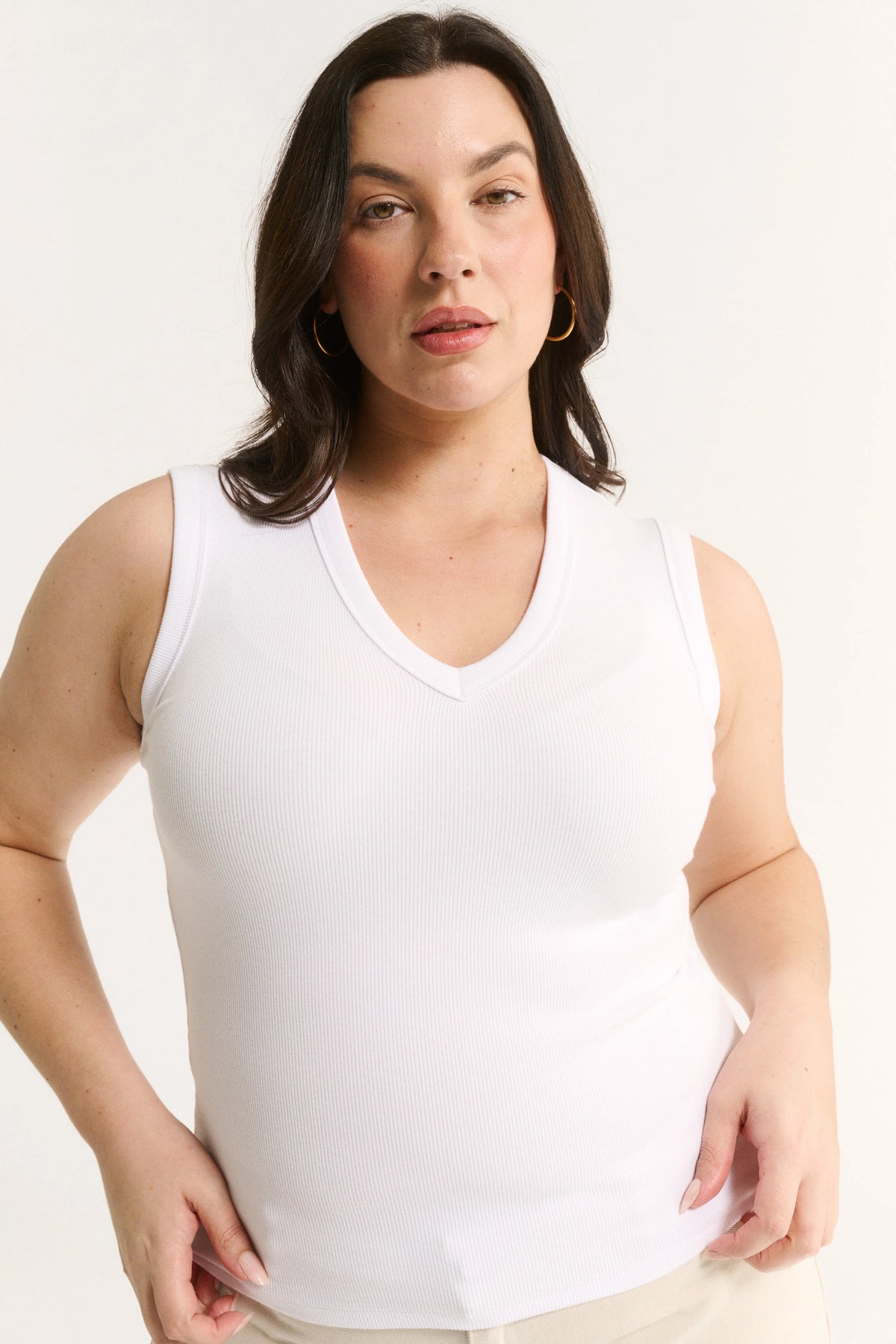 Primi Stella V Neck Tank | White || PRE_ORDER ETA 27/10/2026