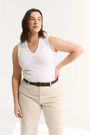Primi Stella V Neck Tank | White || PRE_ORDER ETA 27/10/2026