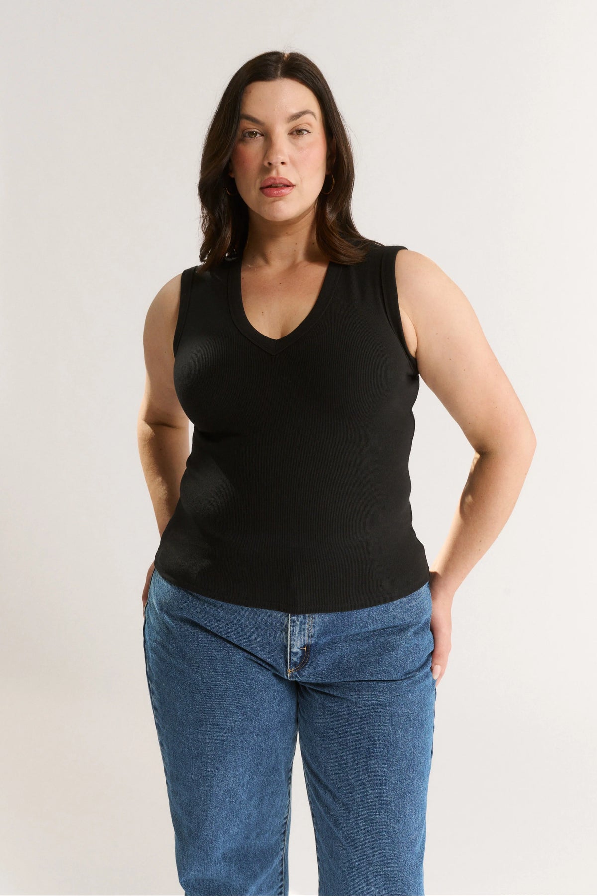 Primi Stella V Neck Tank | Black || PRE_ORDER ETA 27/10/2026