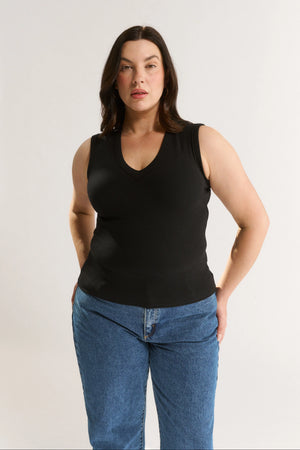 Primi Stella V Neck Tank | Black || PRE_ORDER ETA 27/10/2026