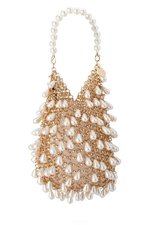 Olga Berg The Jaden Pearl Chainmail Bag | Champagne || Pre_ Order ETA 4/10/2026