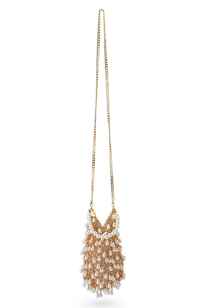Olga Berg The Jaden Pearl Chainmail Bag | Champagne || Pre_ Order ETA 4/10/2026