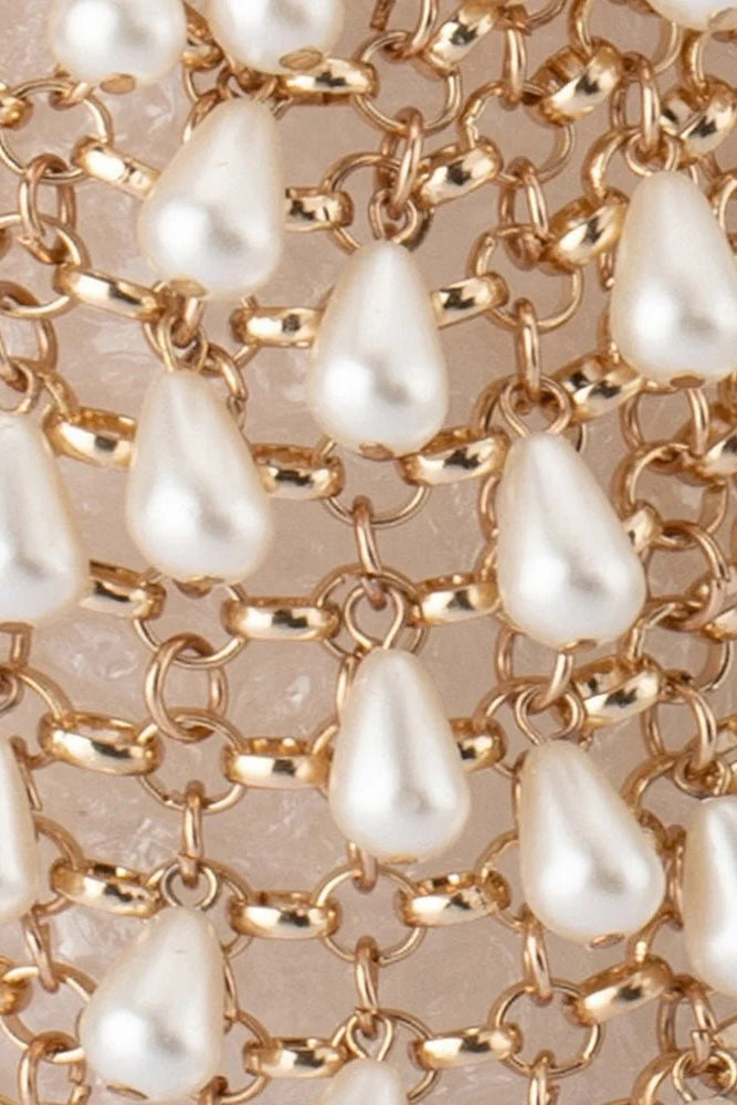 Olga Berg The Jaden Pearl Chainmail Bag | Champagne || Pre_ Order ETA 4/10/2026