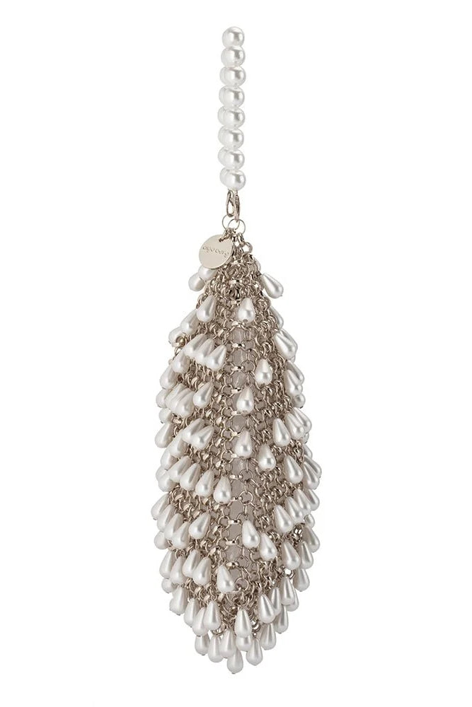 Olga Berg The Jaden Pearl Chainmail Bag | Silver || Pre_ Order ETA 4/10/2026