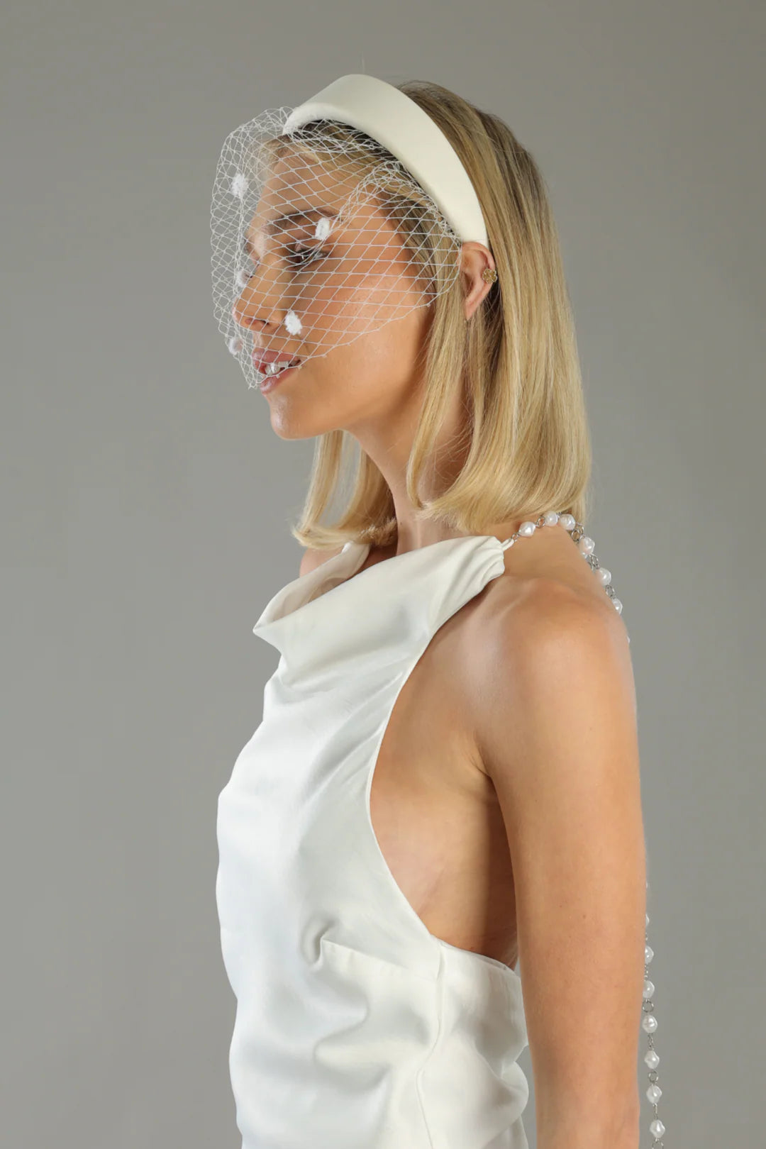 Morgan & Taylor Lila Veil Headband | White