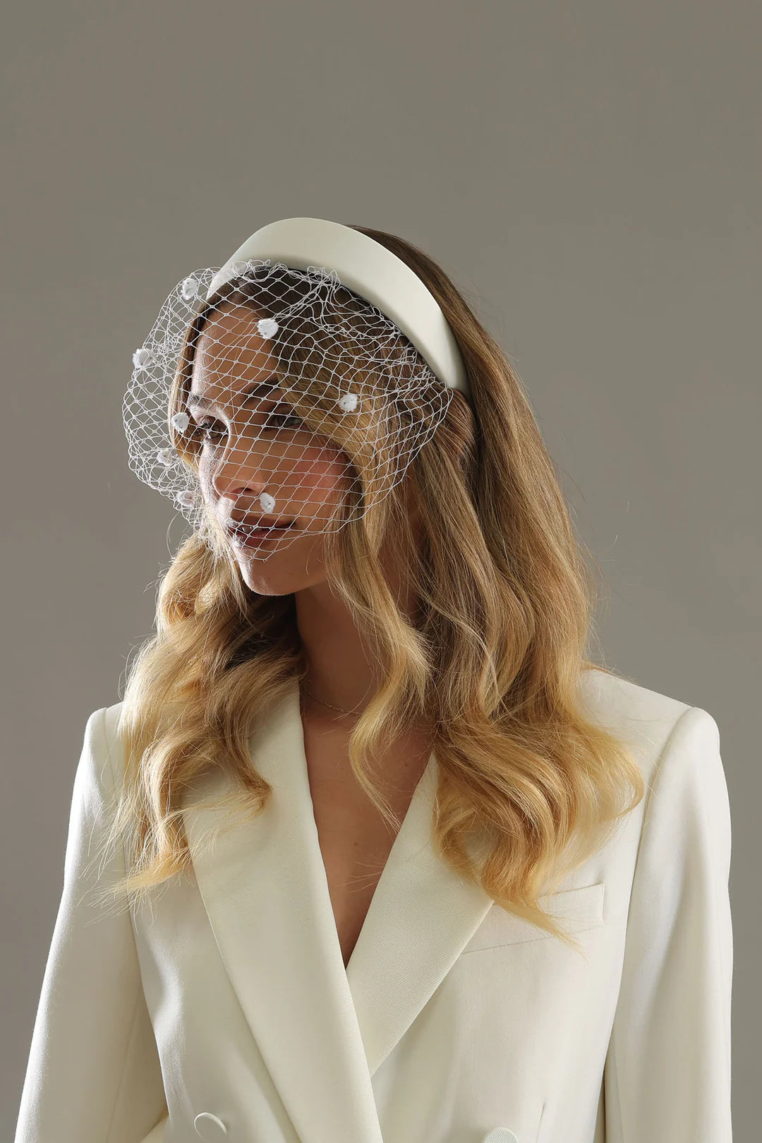 Morgan & Taylor Lila Veil Headband | White