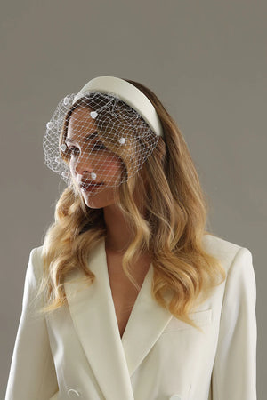 Morgan & Taylor Lila Veil Headband | White