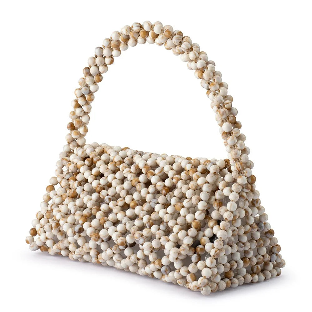 Olg Berg Amrita Bead Top Hande Bag | Natural || Pre_ Order ETA 4/10/2026