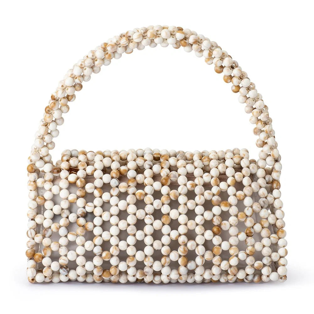Olg Berg Amrita Bead Top Hande Bag | Natural || Pre_ Order ETA 4/10/2026