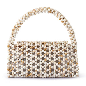 Olg Berg Amrita Bead Top Hande Bag | Natural || Pre_ Order ETA 4/10/2026