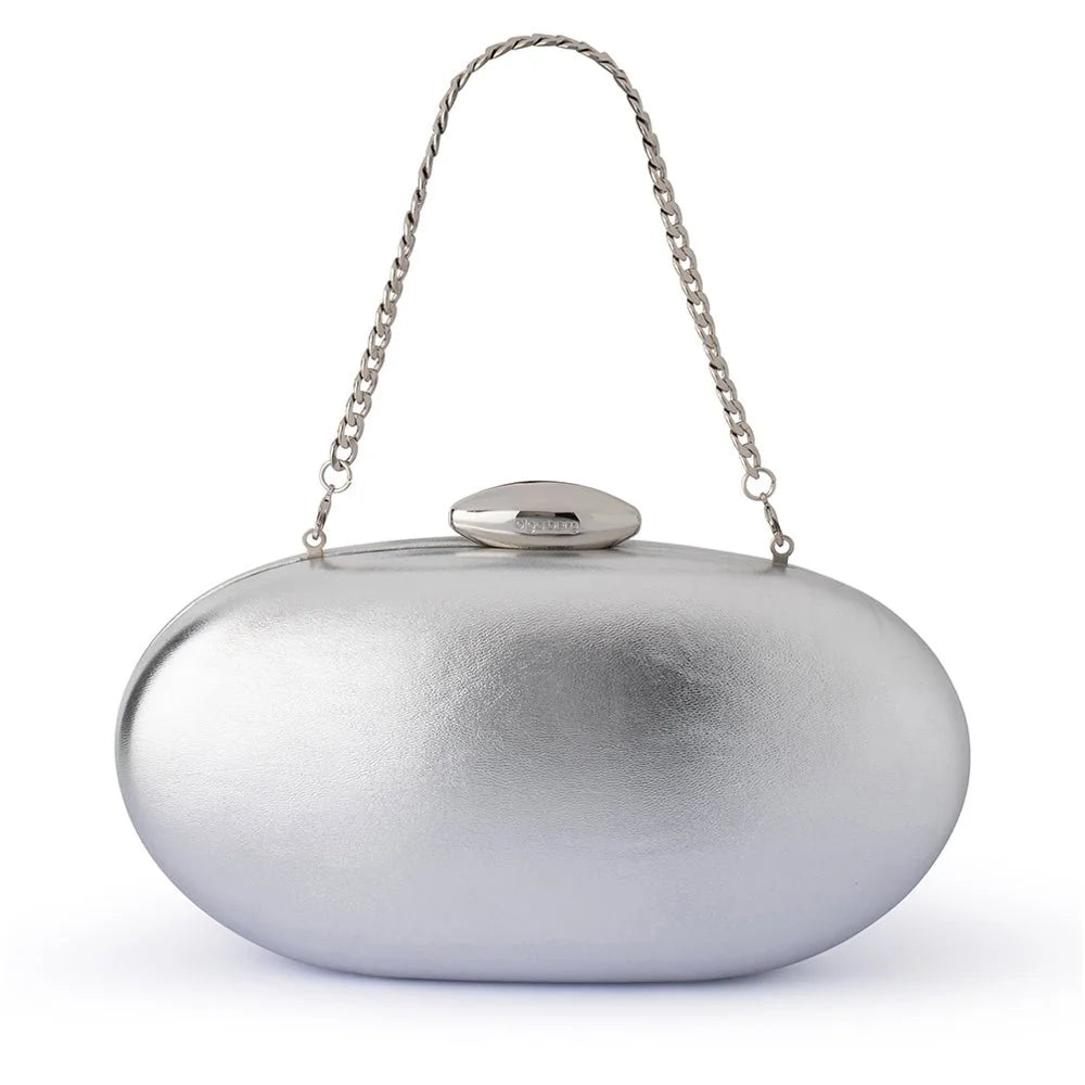 Olga Berg The Yuzu Oval Clutch | Silver || Pre_ Order ETA 4/10/2026