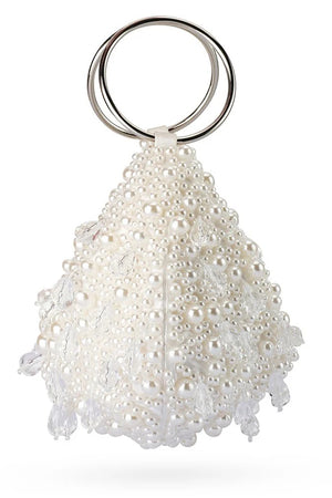 Olga Berg The Azzy Encrusted Curved Bag | Pearl || Pre_ Order ETA 4/10/2026