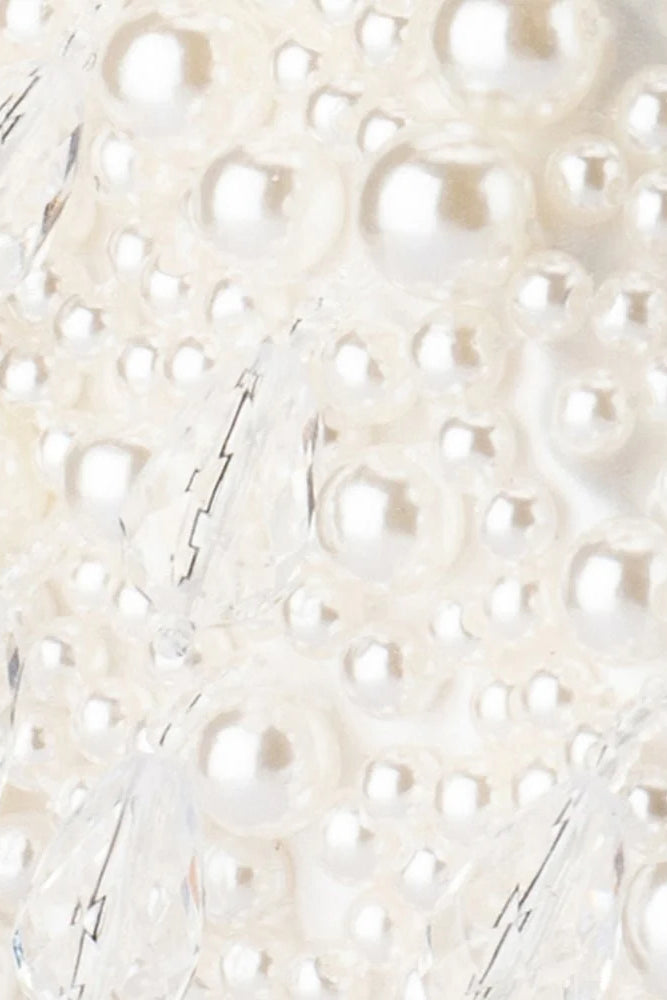 Olga Berg The Azzy Encrusted Curved Bag | Pearl || Pre_ Order ETA 4/10/2026