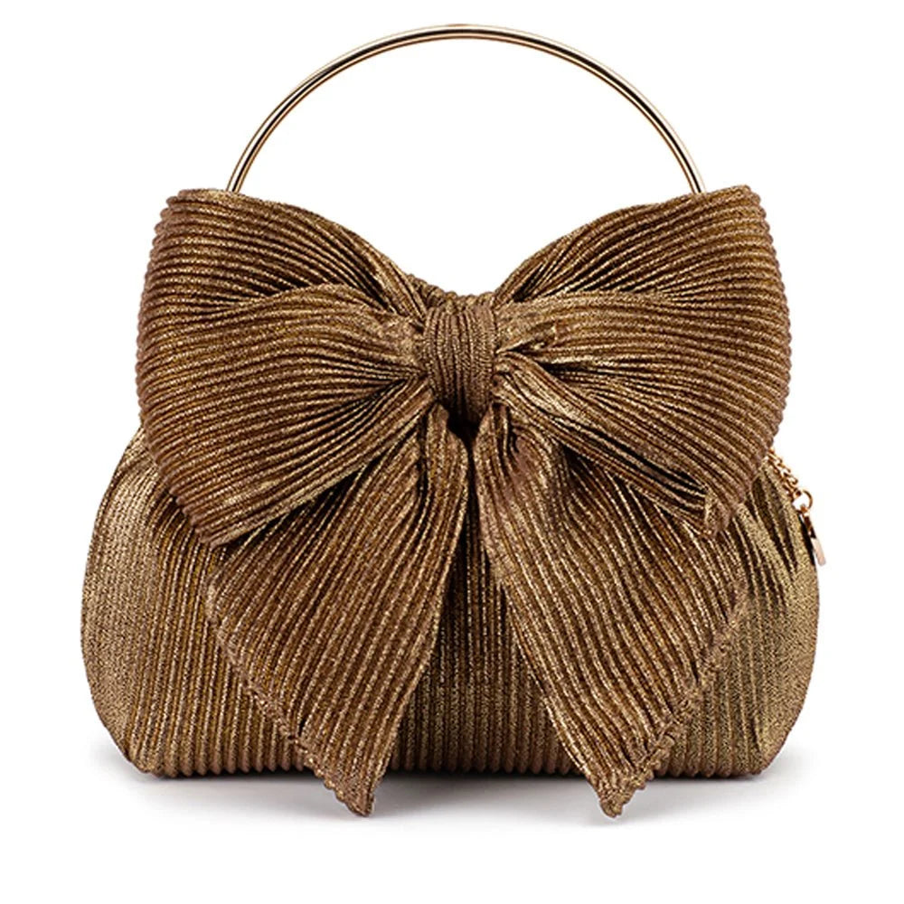 Olga Berg The Elise Pleated Top Handle Clutch | Bronze || Pre_ Order ETA 4/10/2026