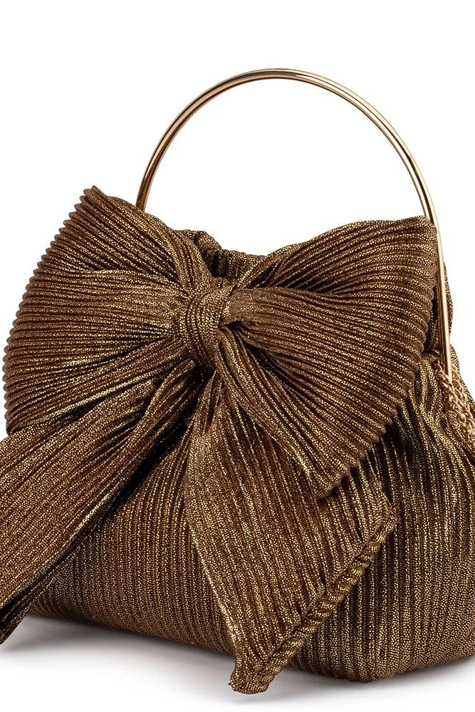 Olga Berg The Elise Pleated Top Handle Clutch | Bronze || Pre_ Order ETA 4/10/2026