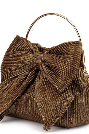 Olga Berg The Elise Pleated Top Handle Clutch | Bronze || Pre_ Order ETA 4/10/2026