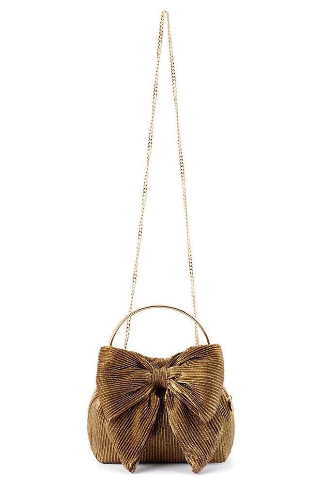 Olga Berg The Elise Pleated Top Handle Clutch | Bronze || Pre_ Order ETA 4/10/2026