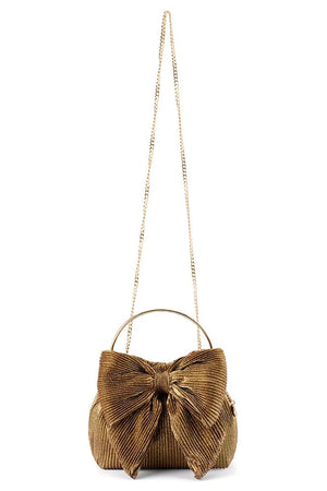 Olga Berg The Elise Pleated Top Handle Clutch | Bronze || Pre_ Order ETA 4/10/2026