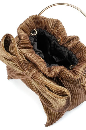 Olga Berg The Elise Pleated Top Handle Clutch | Bronze || Pre_ Order ETA 4/10/2026