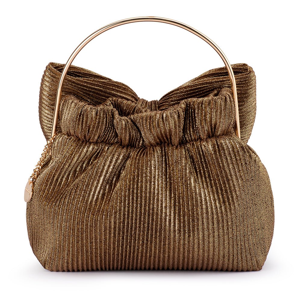 Olga Berg The Elise Pleated Top Handle Clutch | Bronze || Pre_ Order ETA 4/10/2026