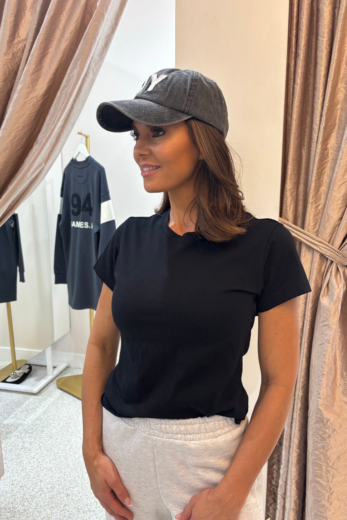 Bassike Dye Raw Edge Baby Tee | Black