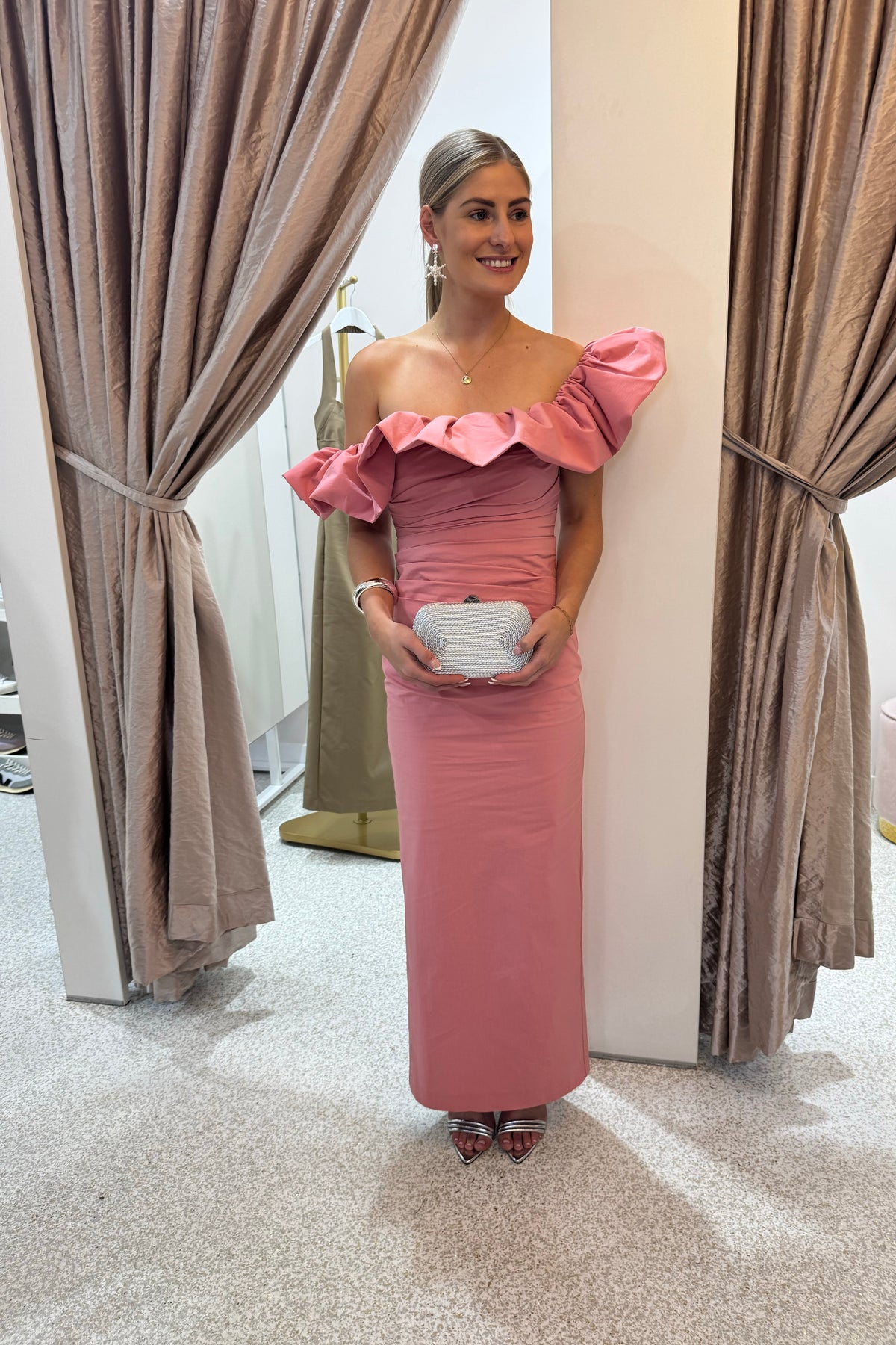 Shona Joy Campbell Ruffle Draped Maxi Dress | Bubblegum