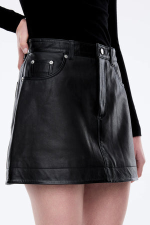 Ena Pelly Core Leather Mini Skirt | Black