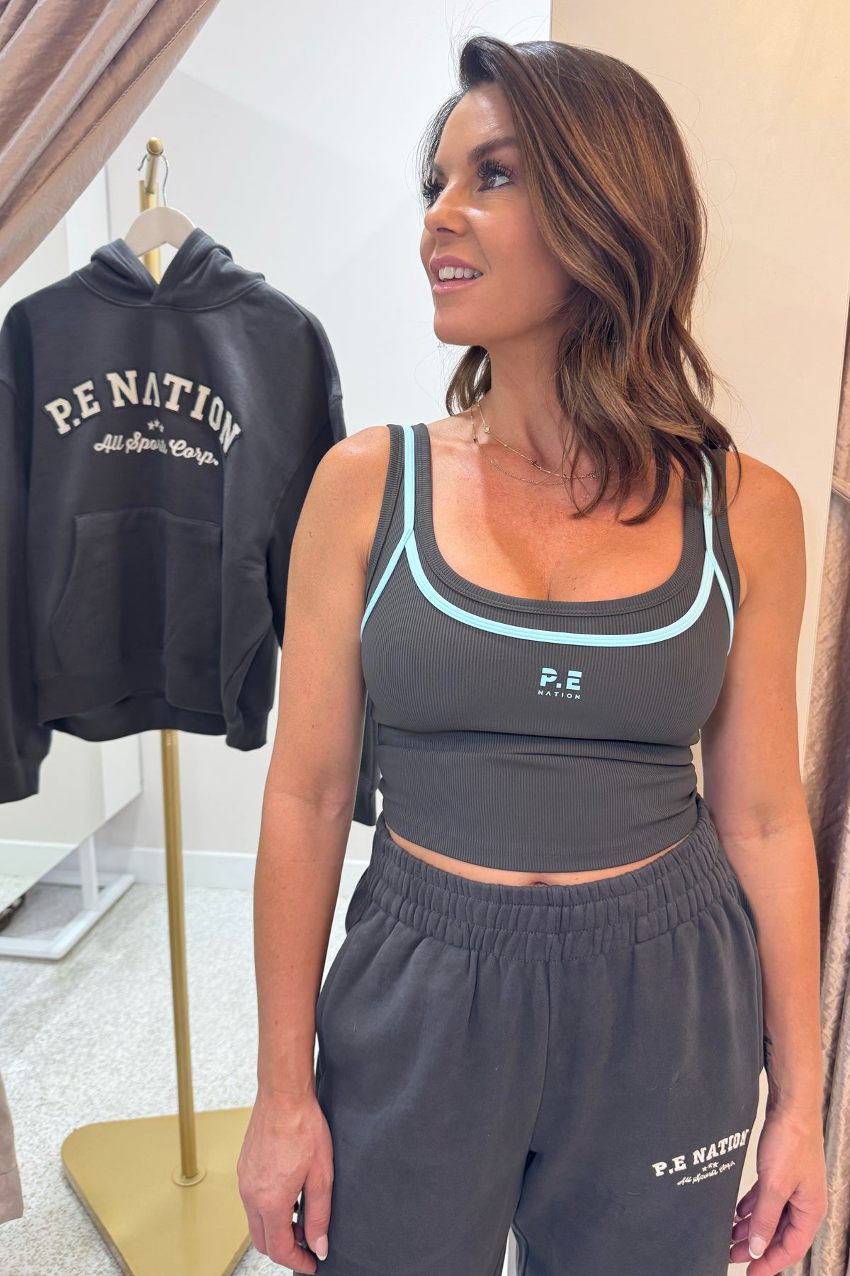 P.E Nation Forward Tank | Smokestone / Aqua