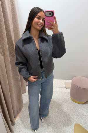 Ena Pelly Maeve Wool Blend Bomber | Grey