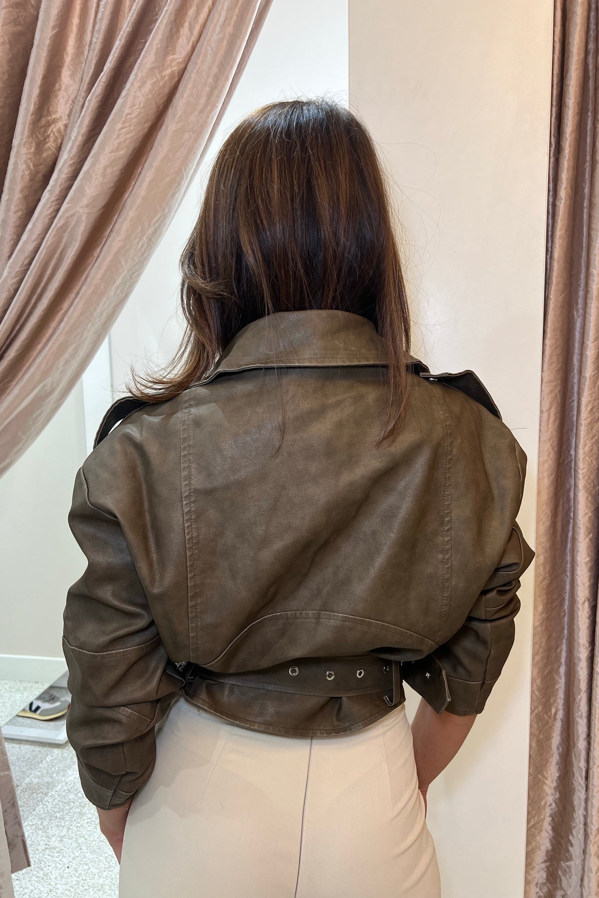 Chosen By Fifi & Annie The Vintage Faux Leather Biker Jacket | Tawny