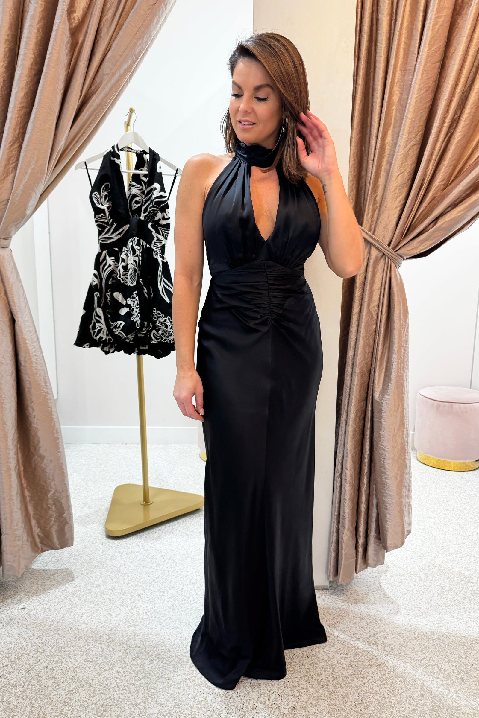 Shona Joy Agnes Halter Neck Maxi Dress | Black