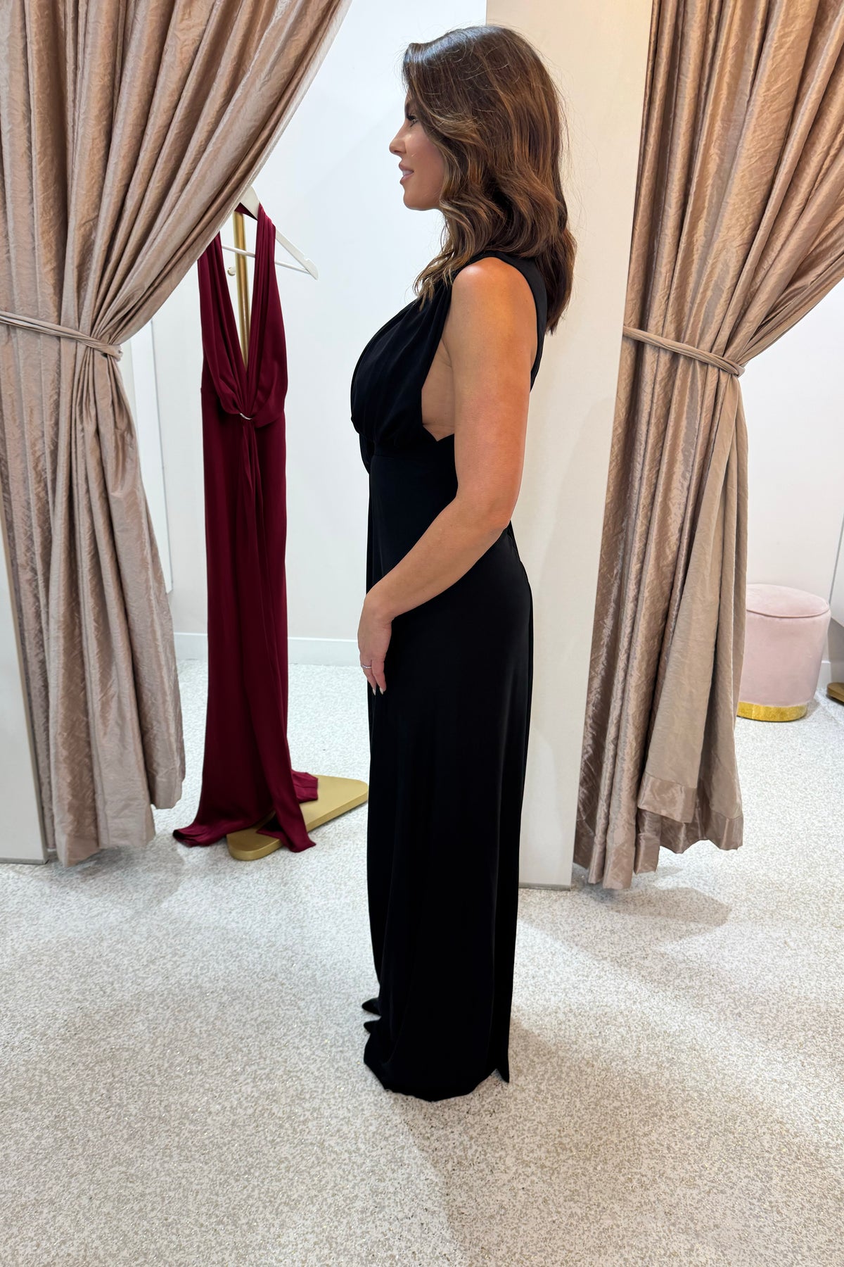 Misha The Pablo Draped Cupro Dress | Black