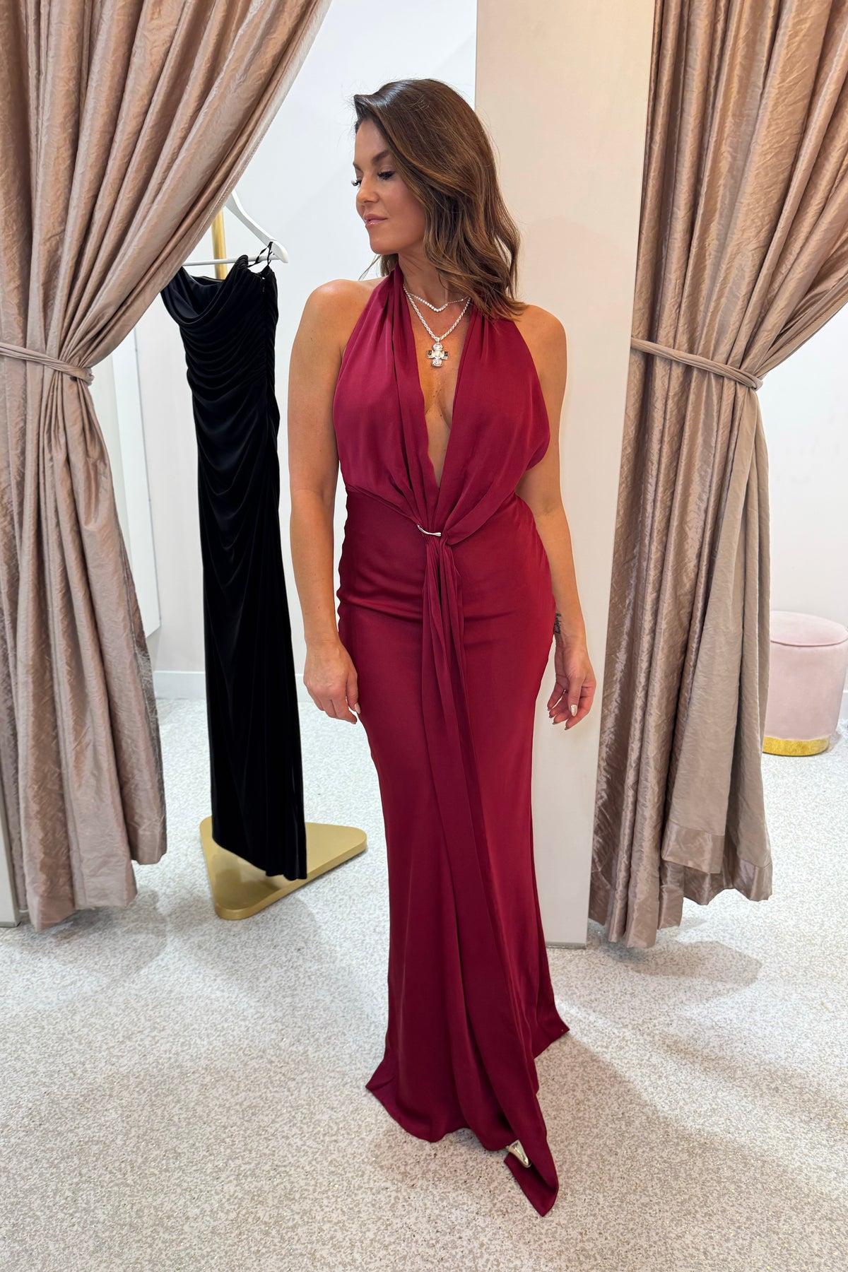 Misha The Donna Satin Dress | Jester Red