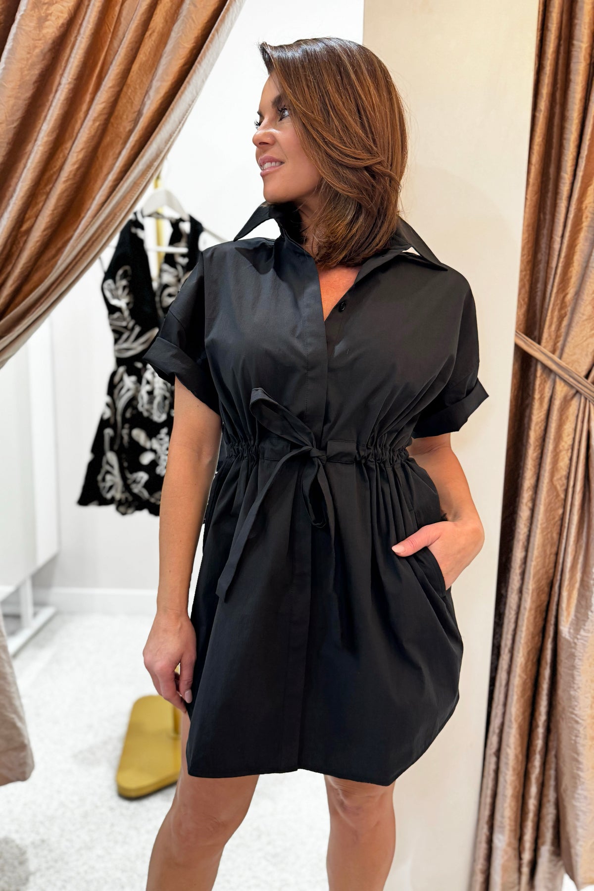 Shona Joy Campbell Drawstring Dress | Black