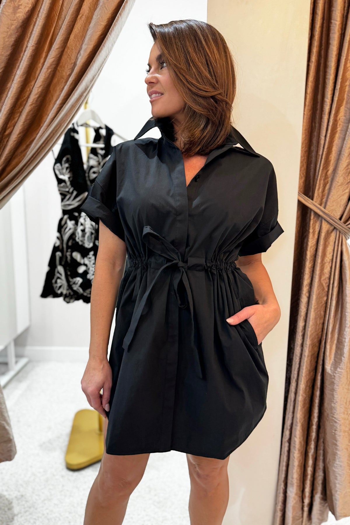 Shona Joy Campbell Drawstring Dress | Black