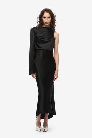Misha The Montello Satin Midi Dress | Black