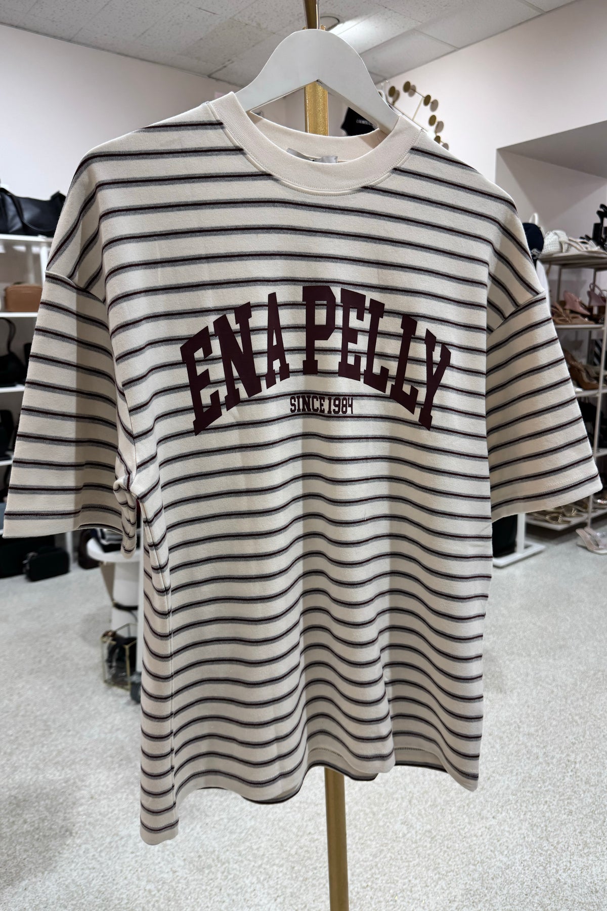 Ena Pelly Maeve Relaxed Tee | Burgandy Stripe