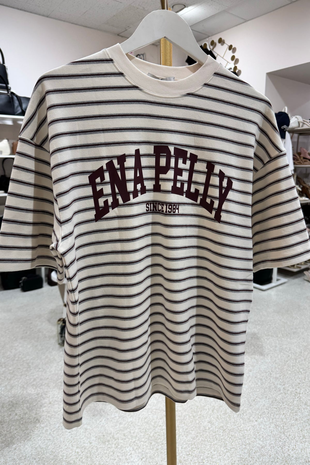 Ena Pelly Maeve Relaxed Tee | Burgandy Stripe