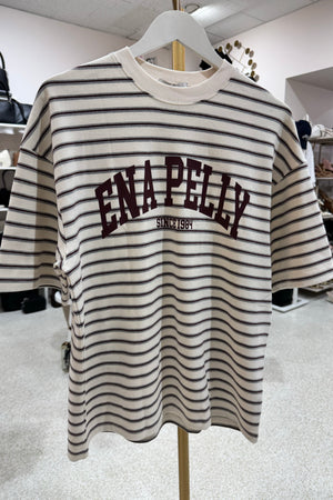 Ena Pelly Maeve Relaxed Tee | Burgandy Stripe