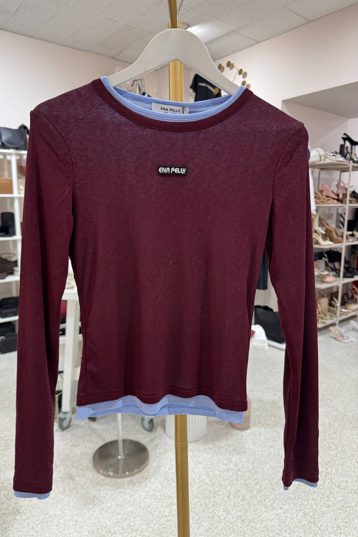 Ena Pelly Blair Long Sleeve Top | Deep Cerry Red