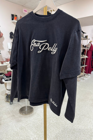 Ena Pelly Mock Layer Long Sleeve Tee | Vintage Black