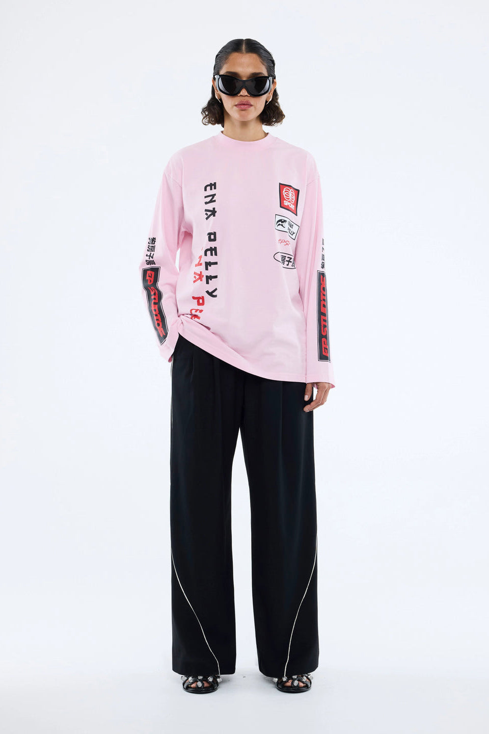 Ena Pelly Street Signs Long Sleeve Tee | Pink