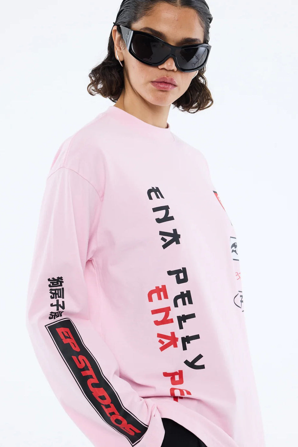 Ena Pelly Street Signs Long Sleeve Tee | Pink
