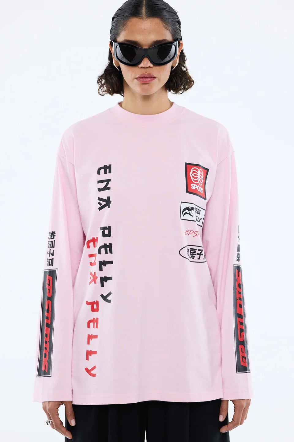 Ena Pelly Street Signs Long Sleeve Tee | Pink