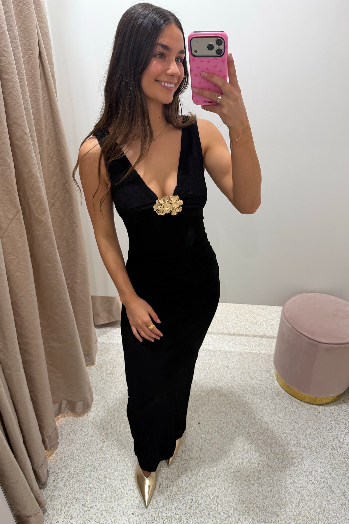 Chosen By Fifi & Annie The Textured Jersey Midi Dress | Black