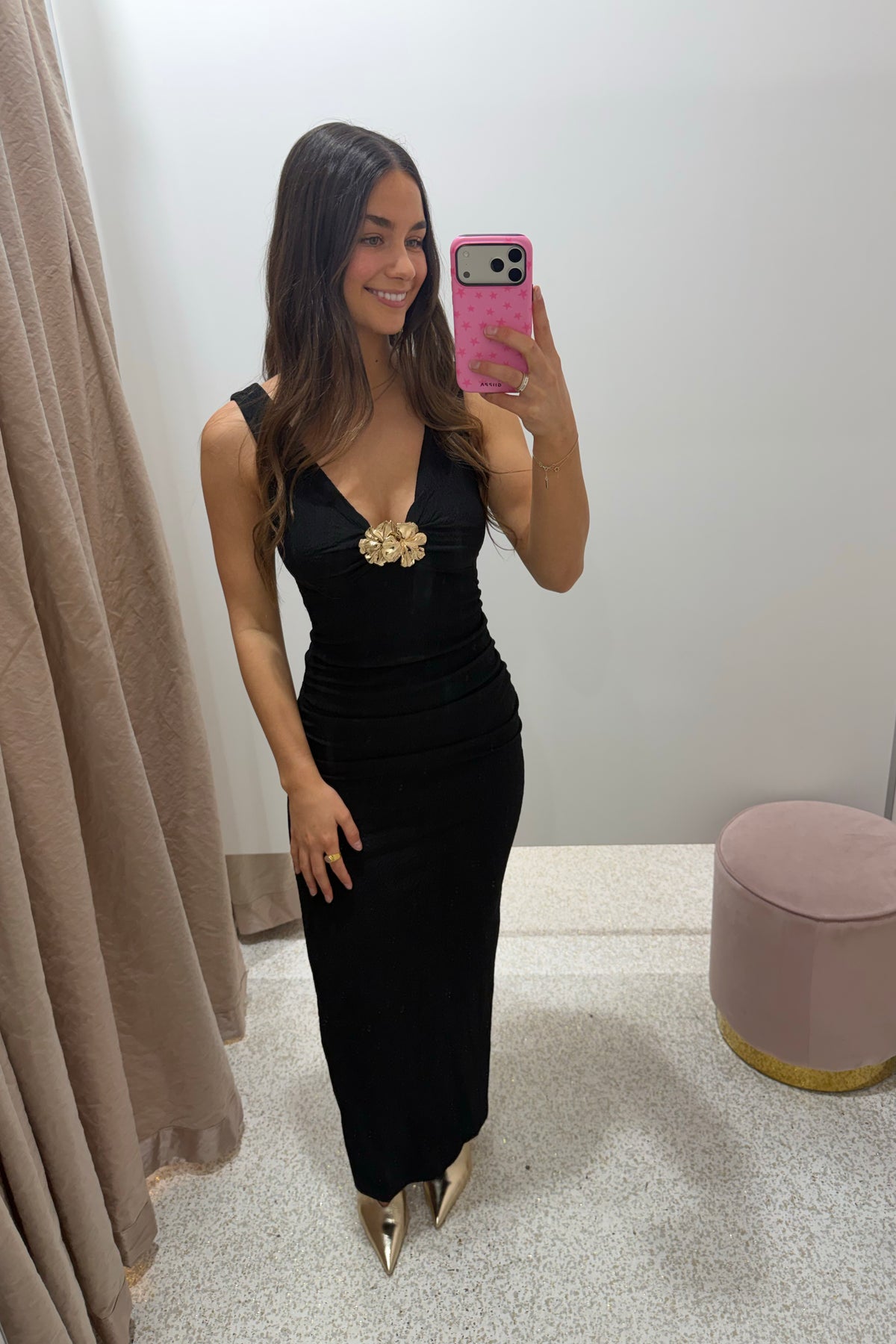 Chosen By Fifi & Annie The Textured Jersey Midi Dress | Black