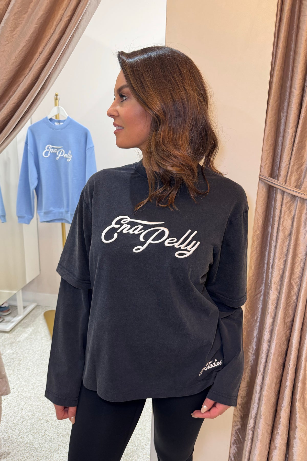 Ena Pelly Mock Layer Long Sleeve Tee | Vintage Black