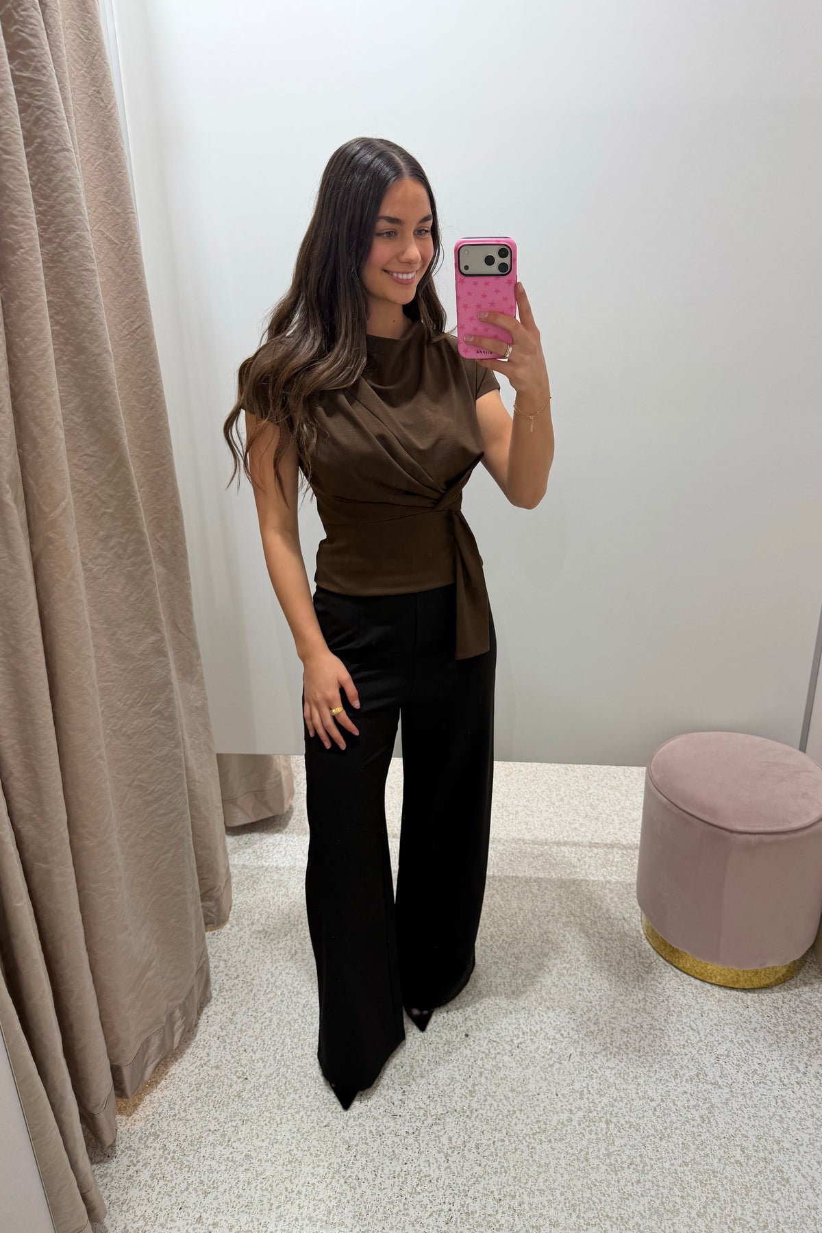 Chosen By Fifi & Annie The Cowl Neck Drape Detail Top | Espresso ||