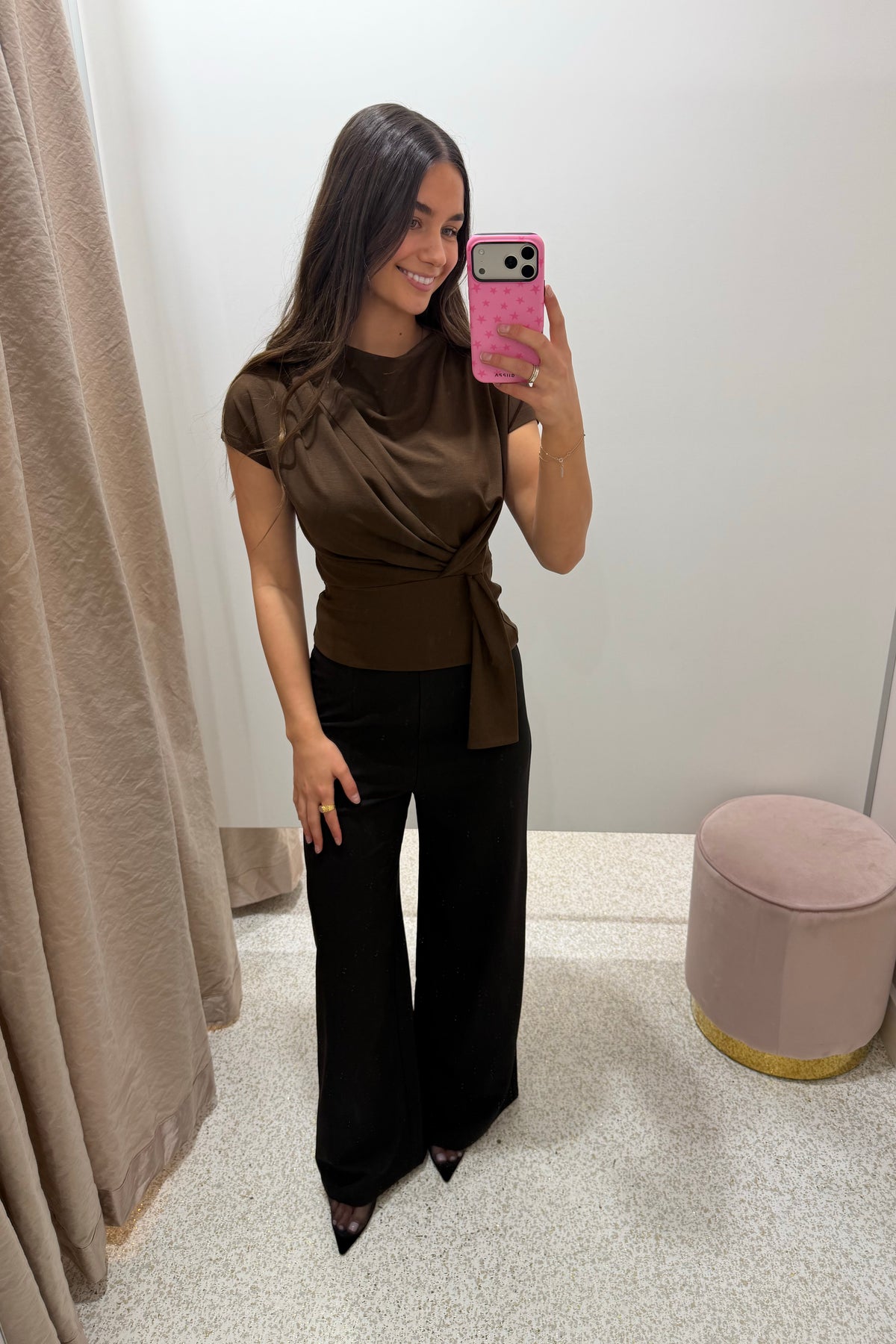 Chosen By Fifi & Annie The Cowl Neck Drape Detail Top | Espresso ||